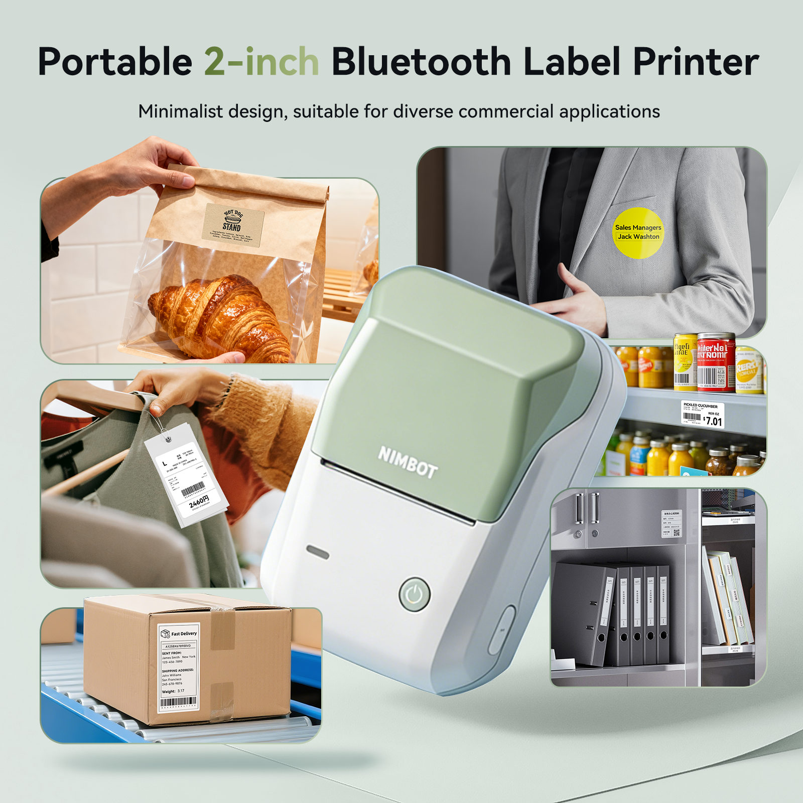 NB493 - NIIMBOT - B1 - STAMPANTE PORTATILE PER ETICHETTE TERMICHE BLUETOOTH CON ETICHETTA GRATUITA (50*30MM - BIANCO)