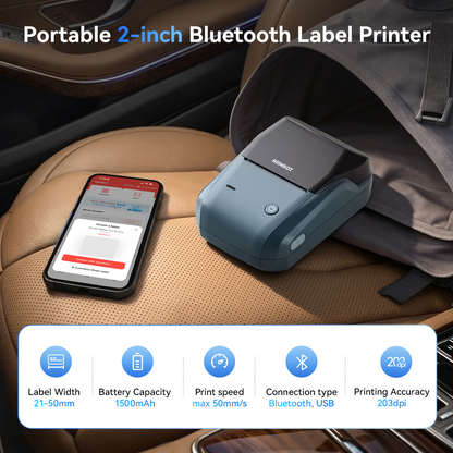 NB493 - NIIMBOT - B1 - STAMPANTE PORTATILE PER ETICHETTE TERMICHE BLUETOOTH CON ETICHETTA GRATUITA (50*30MM - BIANCO)