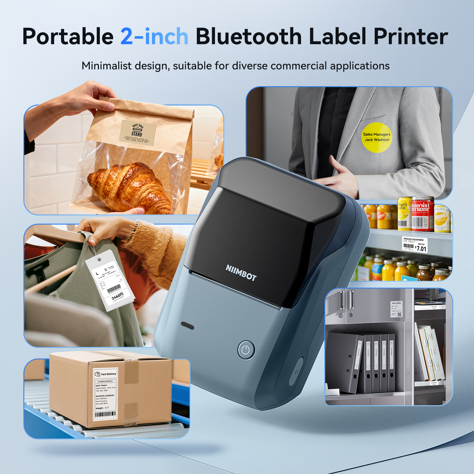 NB493 - NIIMBOT - B1 - STAMPANTE PORTATILE PER ETICHETTE TERMICHE BLUETOOTH CON ETICHETTA GRATUITA (50*30MM - BIANCO)
