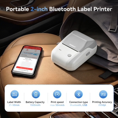 NB493 - NIIMBOT - B1 - STAMPANTE PORTATILE PER ETICHETTE TERMICHE BLUETOOTH CON ETICHETTA GRATUITA (50*30MM - BIANCO)