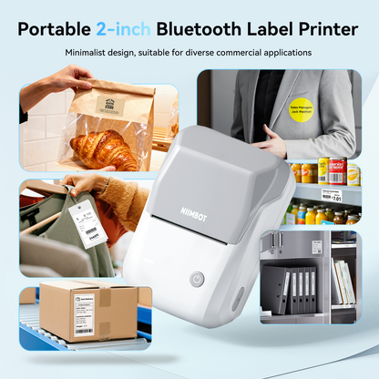 NB493 - NIIMBOT - B1 - STAMPANTE PORTATILE PER ETICHETTE TERMICHE BLUETOOTH CON ETICHETTA GRATUITA (50*30MM - BIANCO)