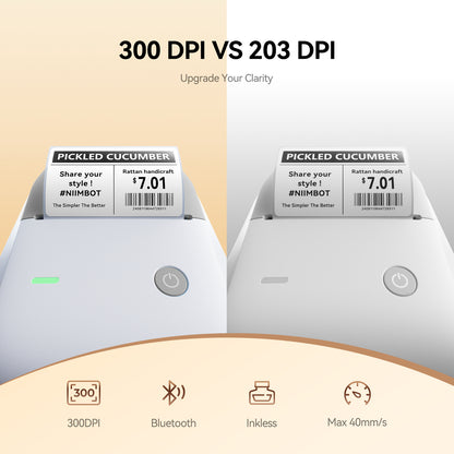 NB806 - NIIMBOT - B1_PRO - 300DPI - PORTABLE THERMAL LABEL PRINTER INCL FREE LABEL ROLL (50X30MM)