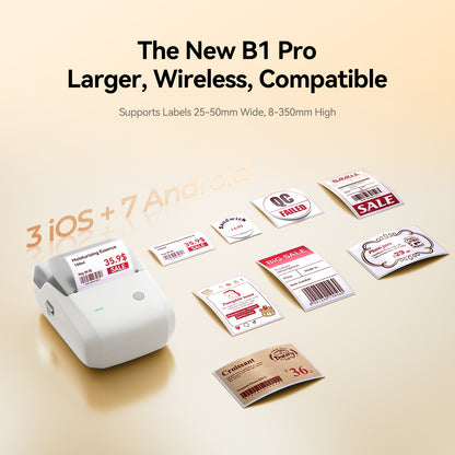 NB806 - NIIMBOT - B1_PRO - 300DPI - PORTABLE THERMAL LABEL PRINTER INCL FREE LABEL ROLL (50X30MM)