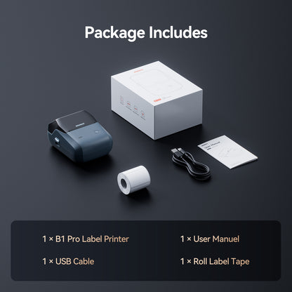 NB806 - NIIMBOT - B1_PRO - 300DPI - PORTABLE THERMAL LABEL PRINTER INCL FREE LABEL ROLL (50X30MM)