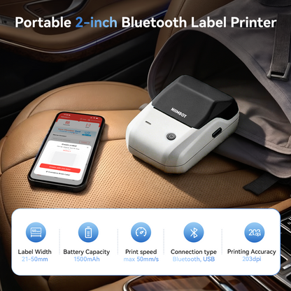 NB493 - NIIMBOT - B1 - STAMPANTE PORTATILE PER ETICHETTE TERMICHE BLUETOOTH CON ETICHETTA GRATUITA (50*30MM - BIANCO)
