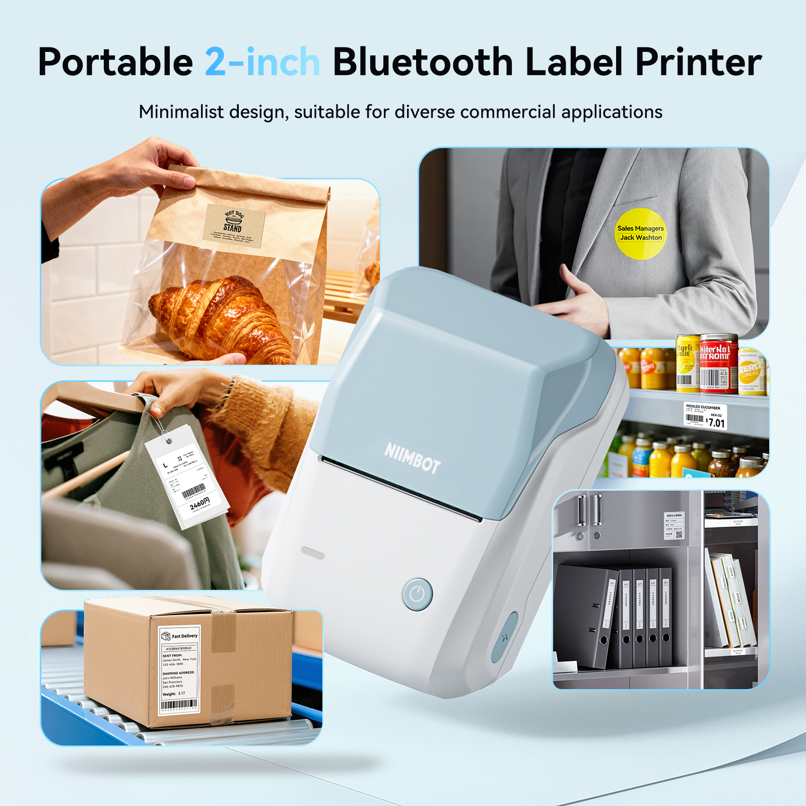 NB493 - NIIMBOT - B1 - STAMPANTE PORTATILE PER ETICHETTE TERMICHE BLUETOOTH CON ETICHETTA GRATUITA (50*30MM - BIANCO)