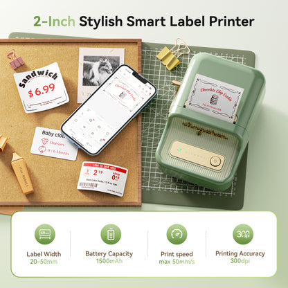 NB607 - NIIMBOT - B21_PRO - 300DPI - PORTABLE THERMAL LABEL BLUETOOTH PRINTER INCL FREE LABEL ROLL (50X30MM)