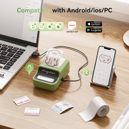 NB607 - NIIMBOT - B21_PRO - 300DPI - PORTABLE THERMAL LABEL BLUETOOTH PRINTER INCL FREE LABEL ROLL (50X30MM)