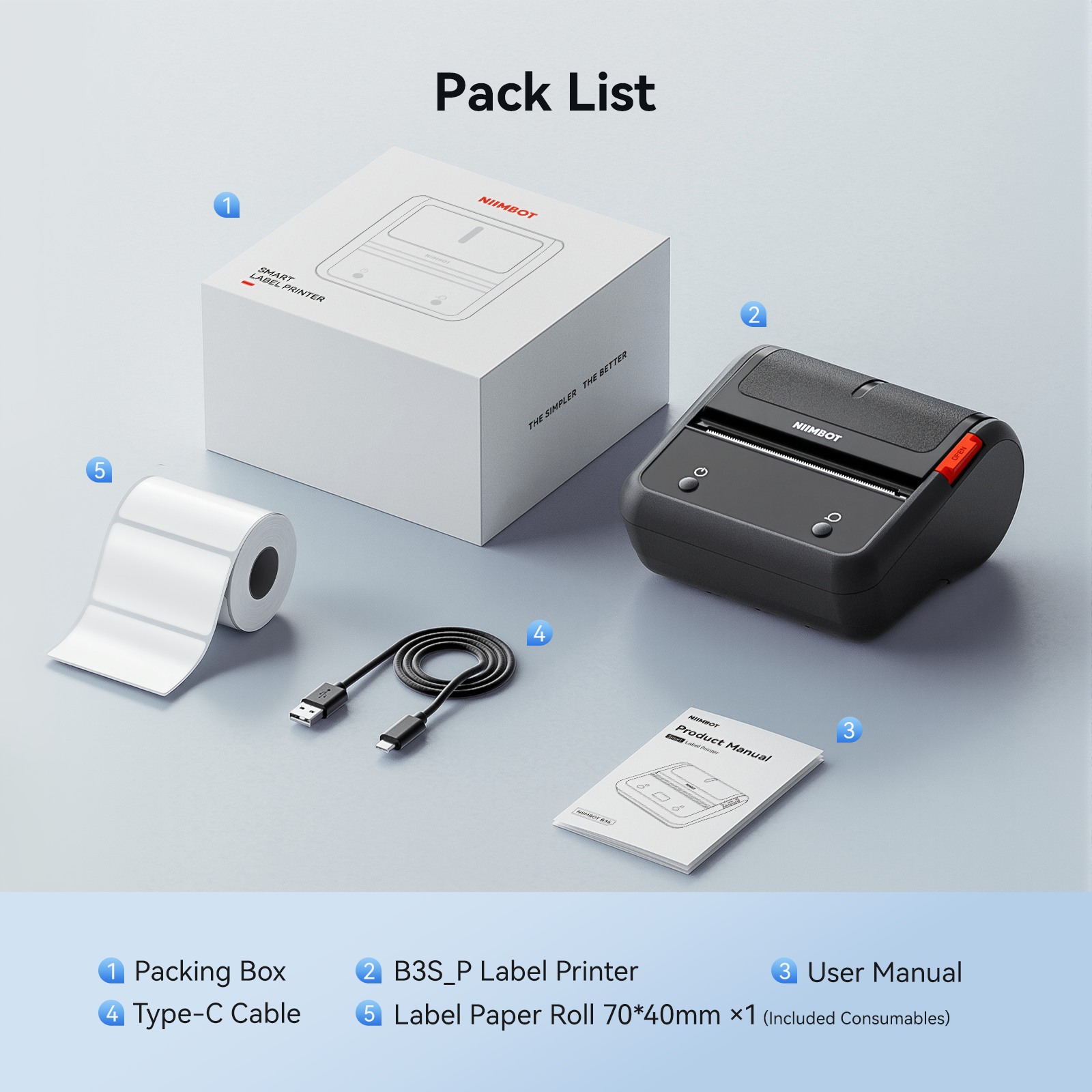 NB119 - NIIMBOT - B3S_PRO - STAMPANTE PORTATILE PER ETICHETTE TERMICHE BLUETOOTH CON ETICHETTA GRATUITA (70*40MM - BIANCO) 