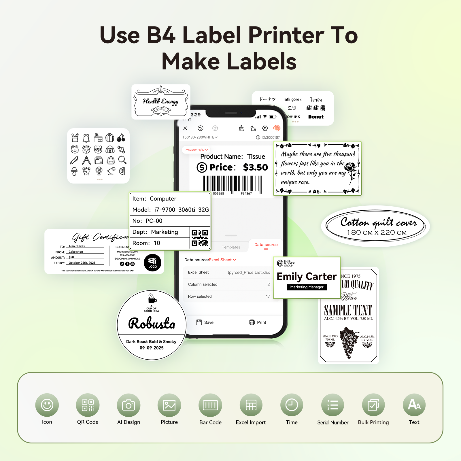 NB609 - NIIMBOT - B4 - BLUETOOTH SHIPPING THERMAL LABEL PRINTER INCL FREE LABEL ROLL