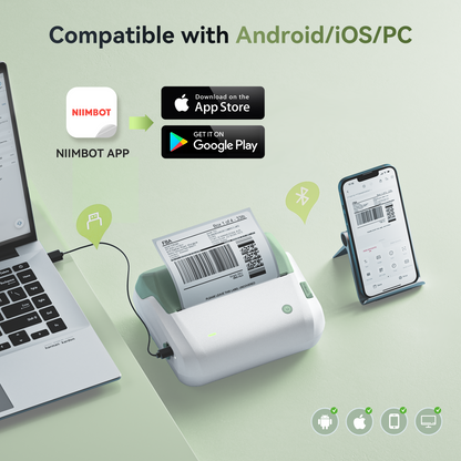 NB609 - NIIMBOT - B4 - BLUETOOTH SHIPPING THERMAL LABEL PRINTER INCL FREE LABEL ROLL