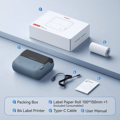 NB609 - NIIMBOT - B4 - BLUETOOTH SHIPPING THERMAL LABEL PRINTER INCL FREE LABEL ROLL