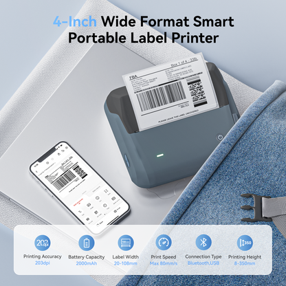 NB609 - NIIMBOT - B4 - BLUETOOTH SHIPPING THERMAL LABEL PRINTER INCL FREE LABEL ROLL