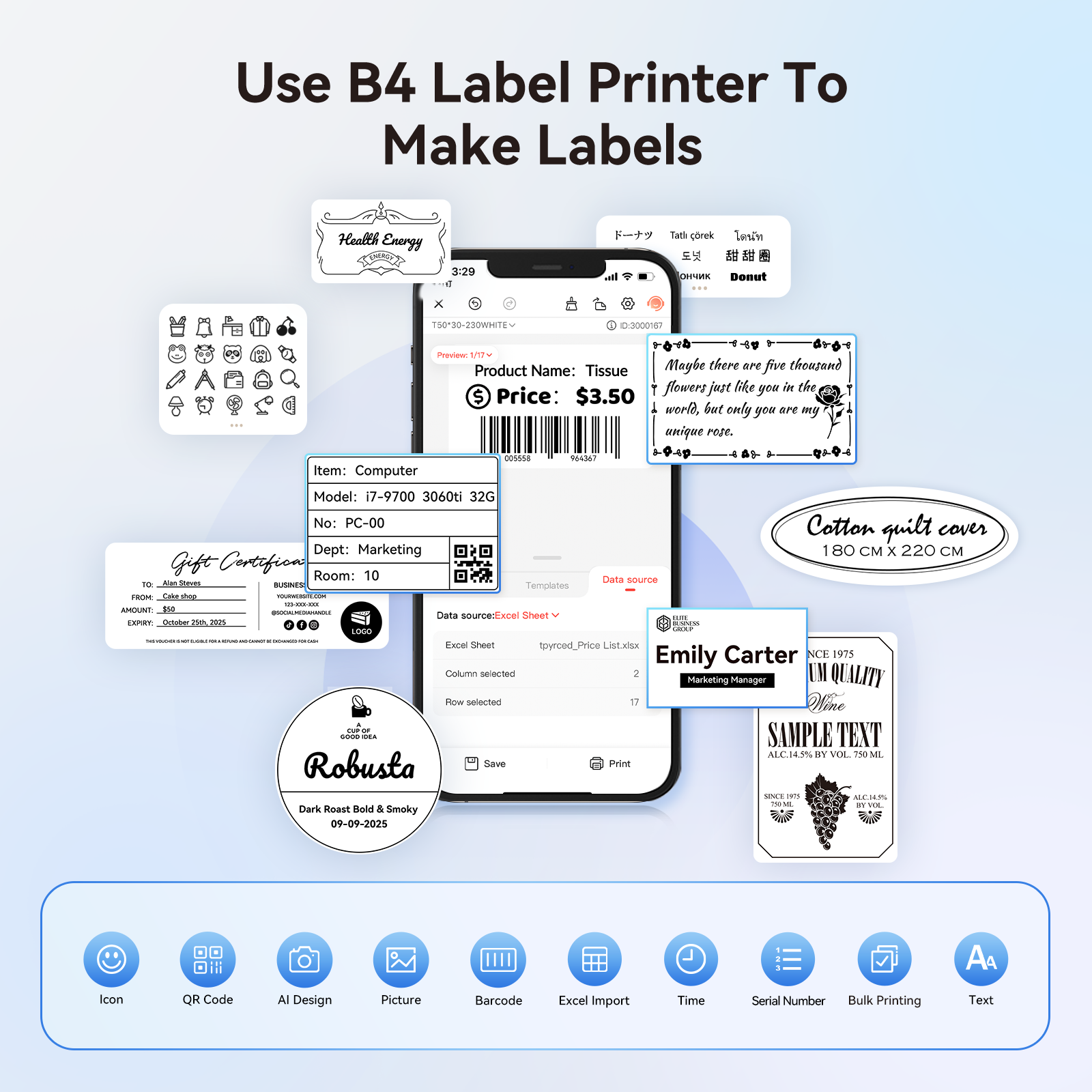 NB609 - NIIMBOT - B4 - BLUETOOTH SHIPPING THERMAL LABEL PRINTER INCL FREE LABEL ROLL