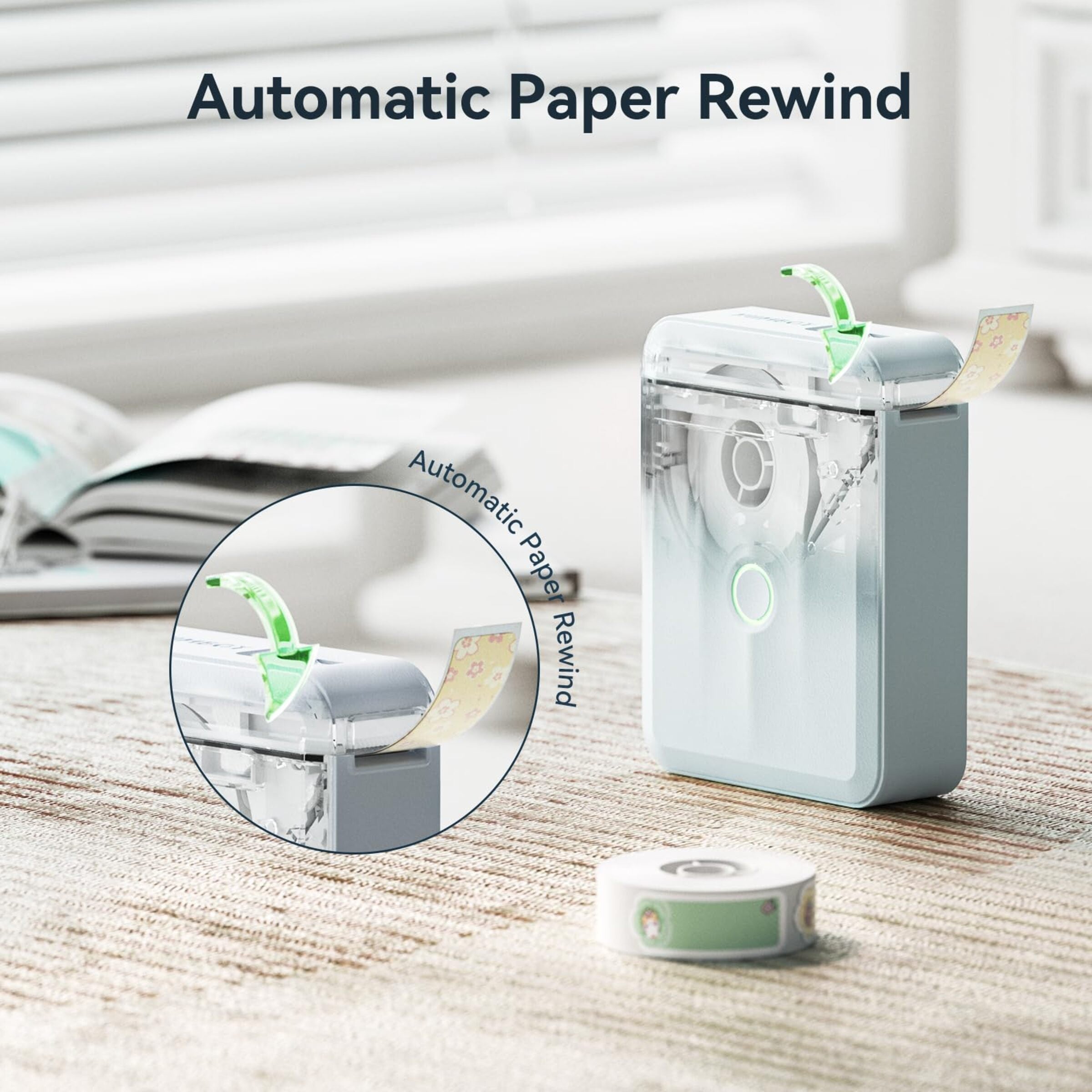 NIIMBOT - D110_M - STAMPANTE PER ETICHETTE BLUETOOTH PORTATILE CON ROTOLO DI ETICHETTE GRATUITO (12*40 MM - BIANCO)