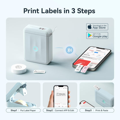 NIIMBOT - D110_M - PORTABLE BLUETOOTH LABEL PRINTER INCLUDING FREE LABEL ROLL (12*40MM - WHITE)