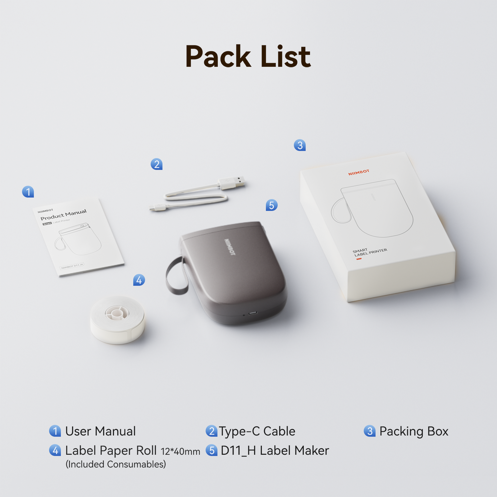 NIIMBOT - D11_H - 300 DPI - STAMPANTE PER ETICHETTE BLUETOOTH PORTATILE CON ROTOLO DI ETICHETTE GRATUITO