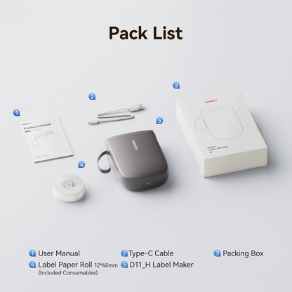 NIIMBOT - D11_H - 300 DPI - STAMPANTE PER ETICHETTE BLUETOOTH PORTATILE CON ROTOLO DI ETICHETTE GRATUITO