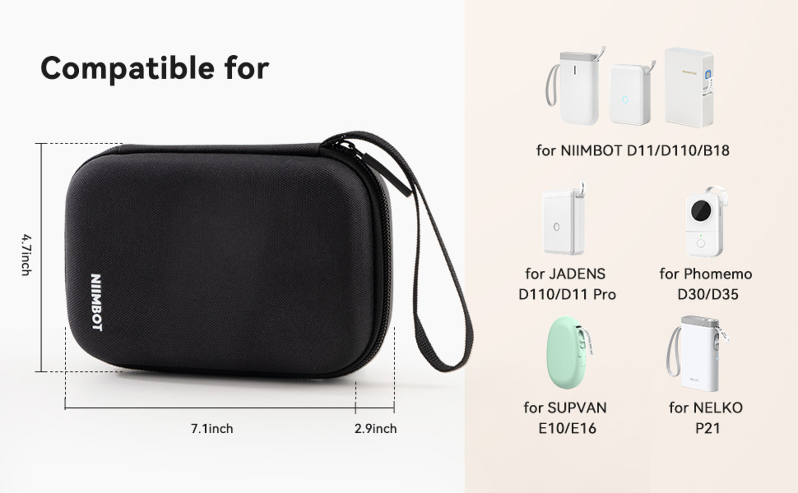 NB518 - NIIMBOT - D11 / D110 / B18 - STORAGE CASE FOR PRINTER & LABELS - BLACK