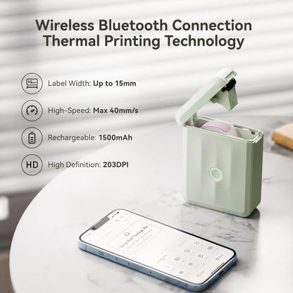 NB524 - Niimbot - D110-M - Portable Bluetooth Label Printer Incl Free Label Roll (12x40mm)