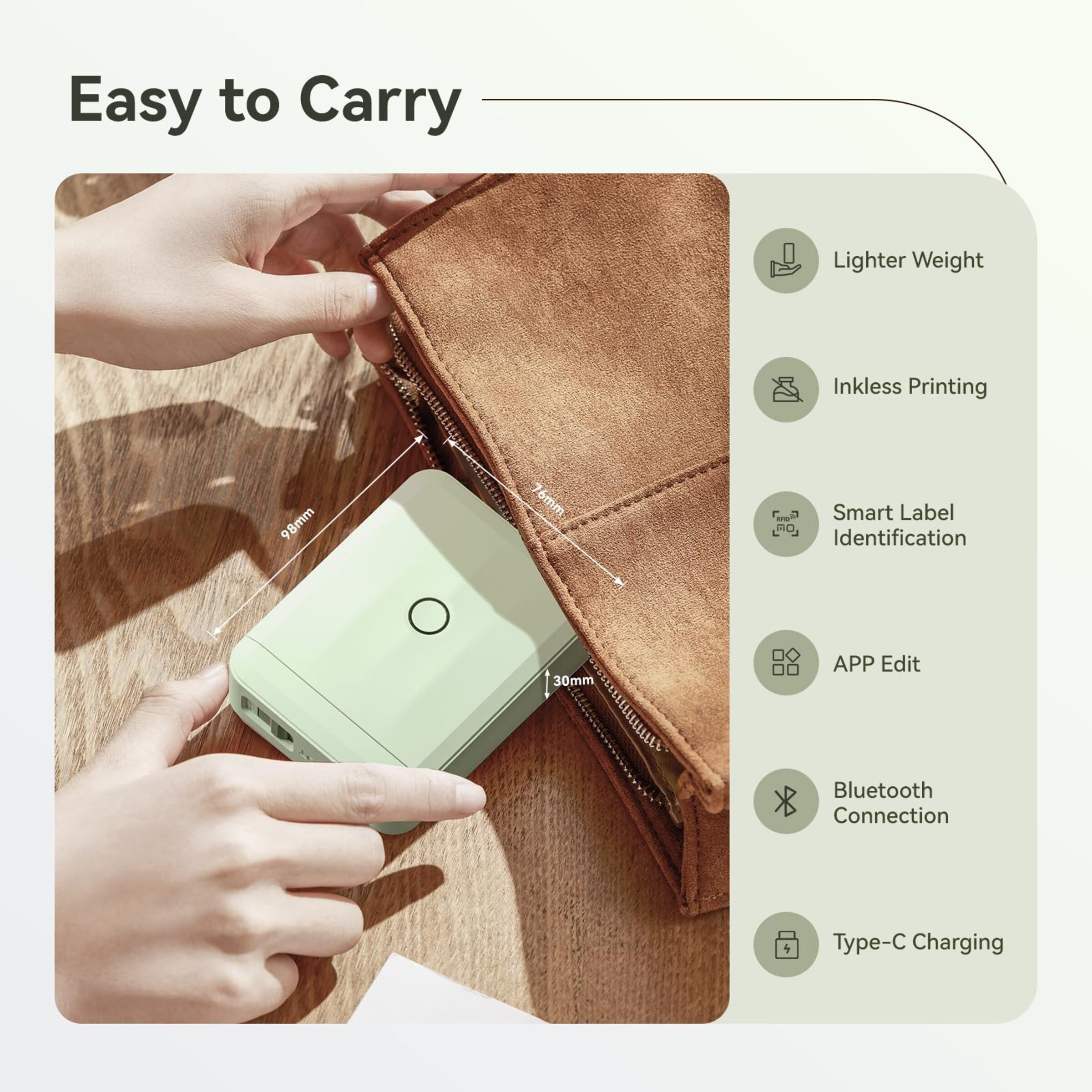 NIIMBOT - D110_M - PORTABLE BLUETOOTH LABEL PRINTER INCLUDING FREE LABEL ROLL (12*40MM - WHITE)