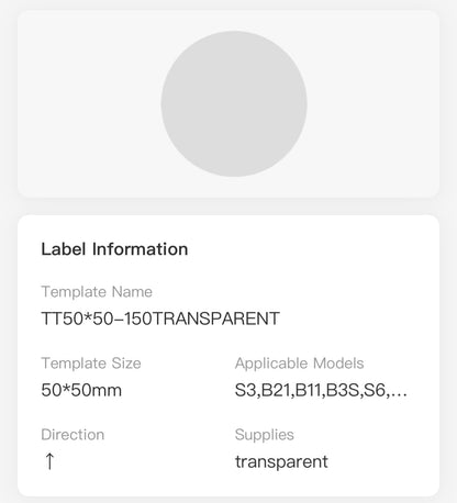 NB290 - NIIMBOT - B1 / B21 / B3S / B4 - 50X50MM - 150 TRANSPARENT ROUND LABELS