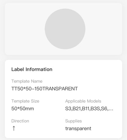 NB290 - NIIMBOT - B1 / B21 / B3S / B4 - TT50X50MM - 150 LABELS PER ROLL - ROUND - TRANSPARENT