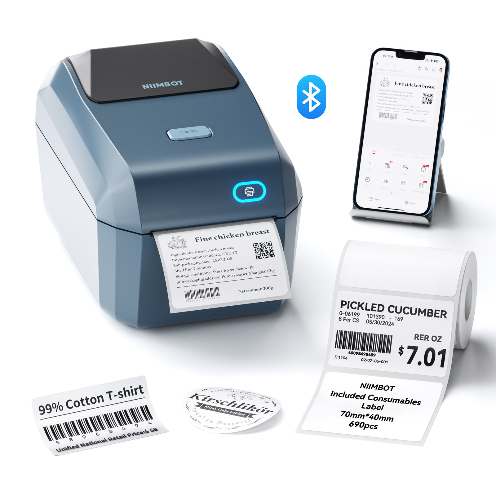 NB605 - NIIMBOT - K3 - THERMAL BUSINESS BLUETOOTH LABEL PRINTER - INCL 50X30MM LABEL ROLL WITH 900 LABELS