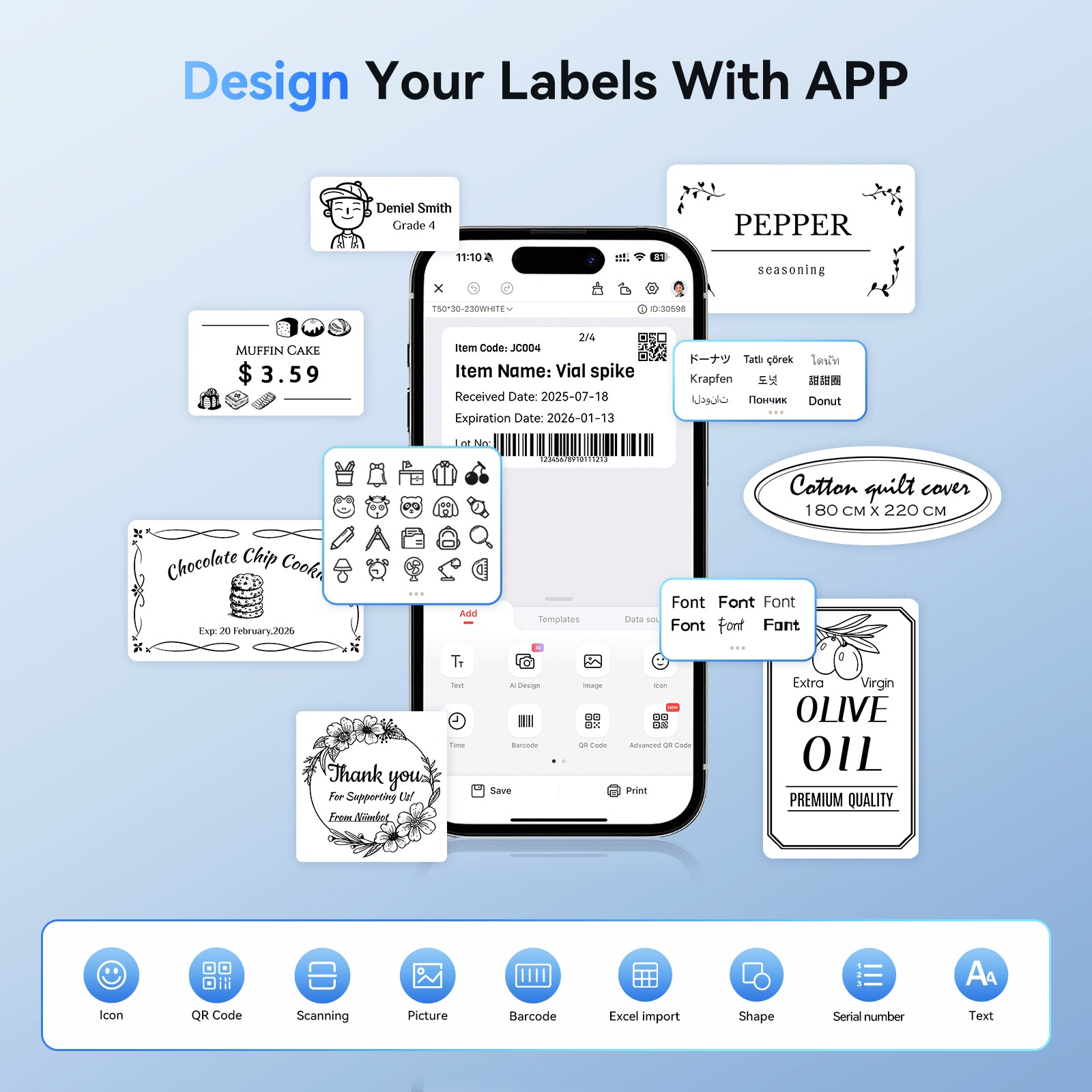 NB605 - NIIMBOT - K3 - THERMAL BUSINESS BLUETOOTH LABEL PRINTER - INCL 50X30MM LABEL ROLL WITH 900 LABELS