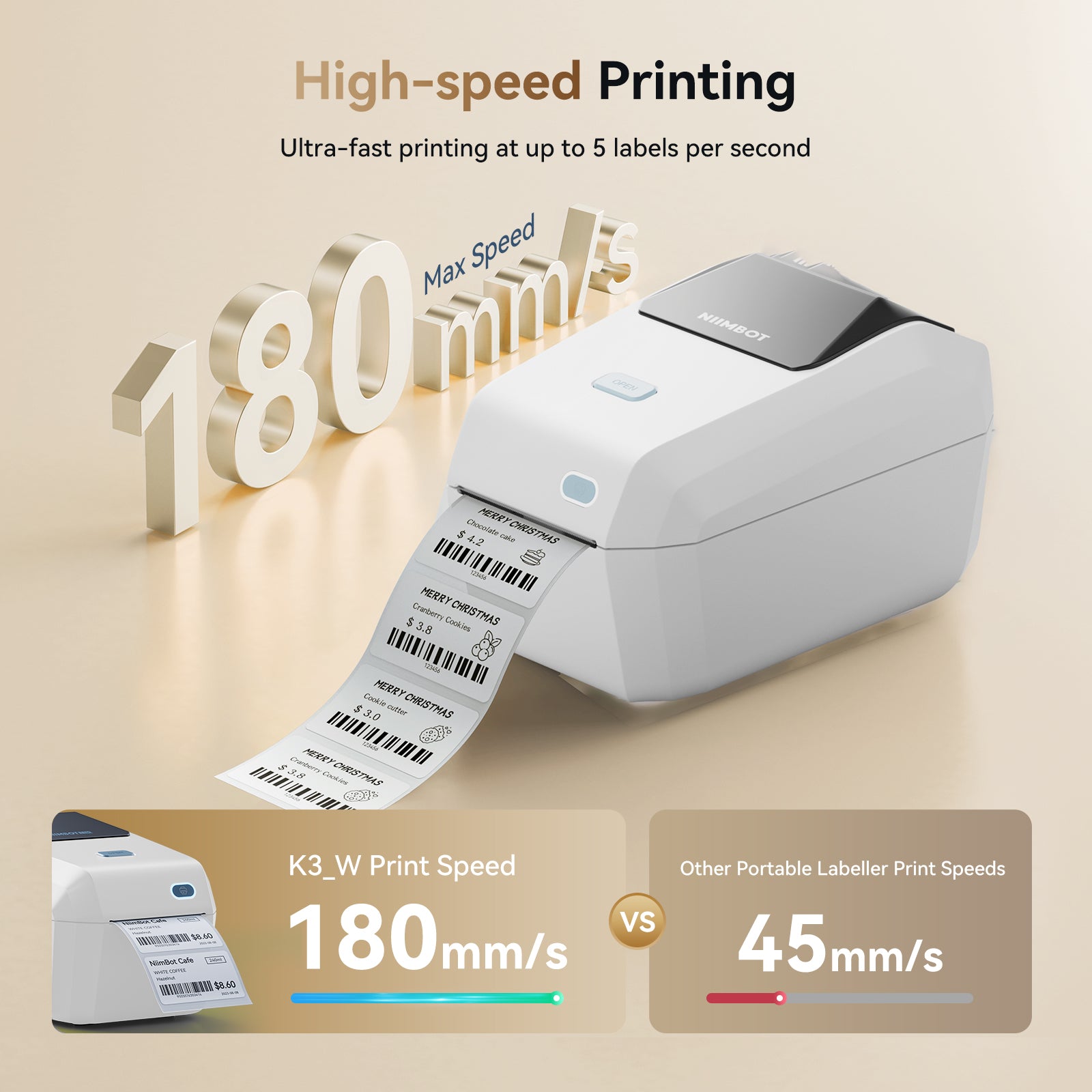 NB606 - NIIMBOT - K3_W - THERMAL BUSINESS BLUETOOTH & WIFI LABEL PRINTER - INCL 50X30MM LABEL ROLL WITH 900 LABELS