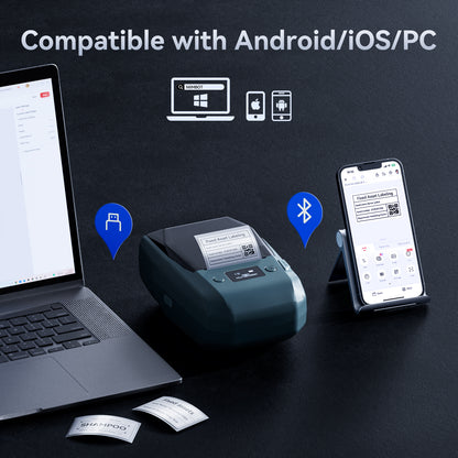 NB589 - NIIMBOT - M2_H - 300DPI THERMAL TRANSFER BLUETOOTH LABEL PRINTER - INCL BLACK RIBBON CARTRIDGE & WHITE 50X30MM LABEL