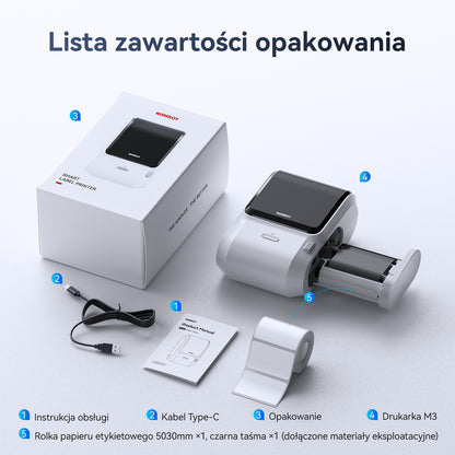 NB610 - NIIMBOT - M3 - PORTABLE BLUETOOTH THERMAL TRANSFER LABEL PRINTER - INCL FREE LABEL ROLL