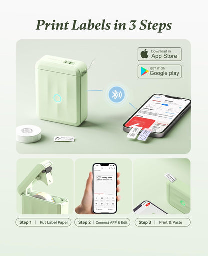 NIIMBOT - D110_M - PORTABLE BLUETOOTH LABEL PRINTER INCLUDING FREE LABEL ROLL (12*40MM - WHITE)