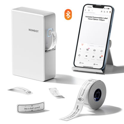 NB623 - NIIMBOT - N1 - STAMPANTE PER ETICHETTE A TRASFERIMENTO TERMICO BLUETOOTH CON ETICHETTA BIANCA E CARTUCCIA NERA GRATUITE (14*50 MM)