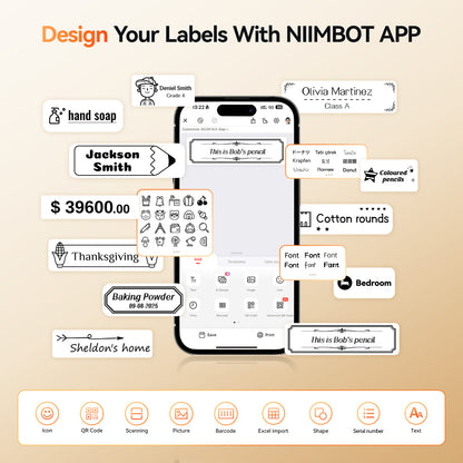 NB623 - NIIMBOT - N1 - STAMPANTE PER ETICHETTE A TRASFERIMENTO TERMICO BLUETOOTH CON ETICHETTA BIANCA E CARTUCCIA NERA GRATUITE (14*50 MM)