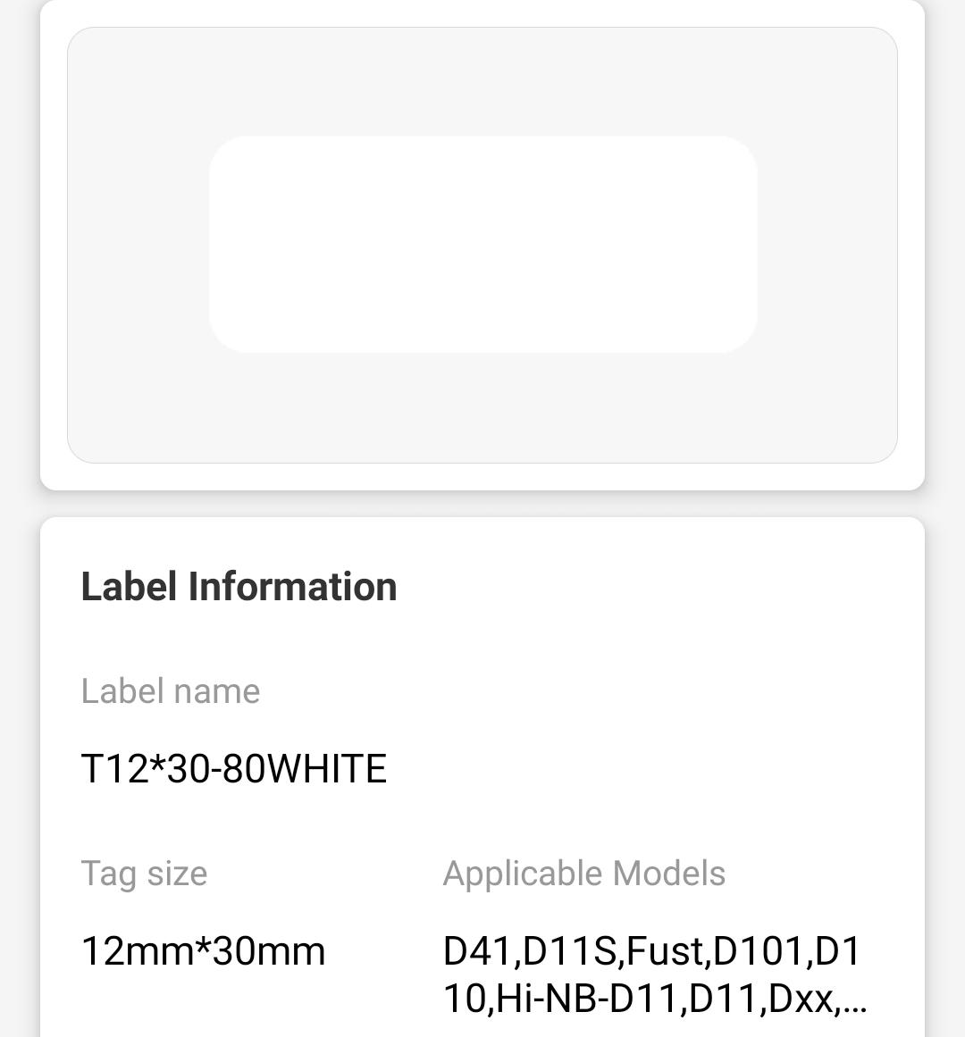 NB102 - NIIMBOT - D11 / D101 / D110 / H1S - 12X30MM - 195 WHITE LABELS