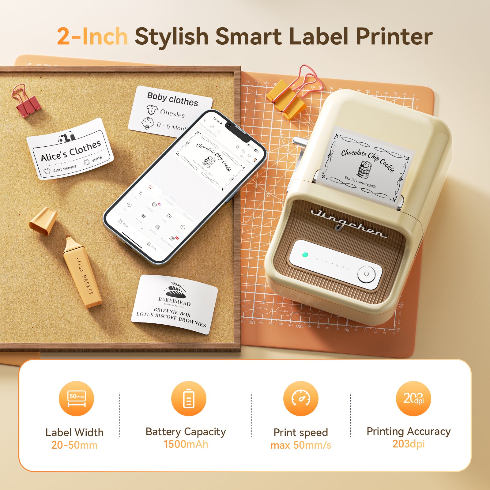 NB109 - NIIMBOT - B21S - PORTABLE THERMAL LABEL BLUETOOTH PRINTER INCL FREE LABEL (50X30MM)
