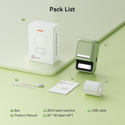 NB109 - NIIMBOT - B21S - PORTABLE THERMAL LABEL BLUETOOTH PRINTER INCL FREE LABEL (50X30MM)