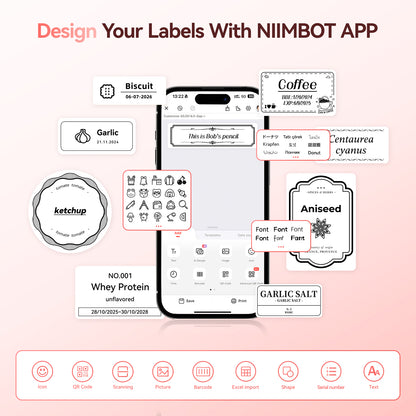 NB109 - NIIMBOT - B21S - PORTABLE THERMAL LABEL BLUETOOTH PRINTER INCL FREE LABEL (50X30MM)