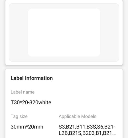 NB110 - NIIMBOT - B1 / B21 / B3S / B4 - 30X20MM - 320 WHITE LABELS