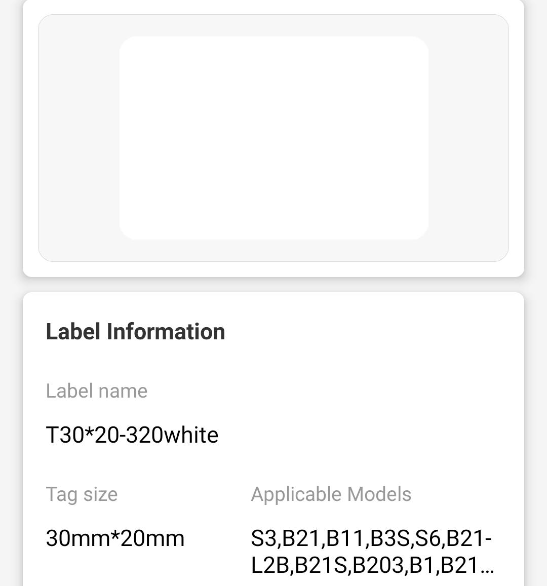 NB110 - NIIMBOT - B1 / B21 / B3S / B4 - T30X20MM - 320 LABELS PER ROLL - WHITE