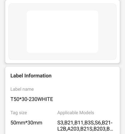 NB112 - NIIMBOT - B1 / B21 / B3S / B4 - T50X30MM - 230 LABELS PER ROLL - WHITE