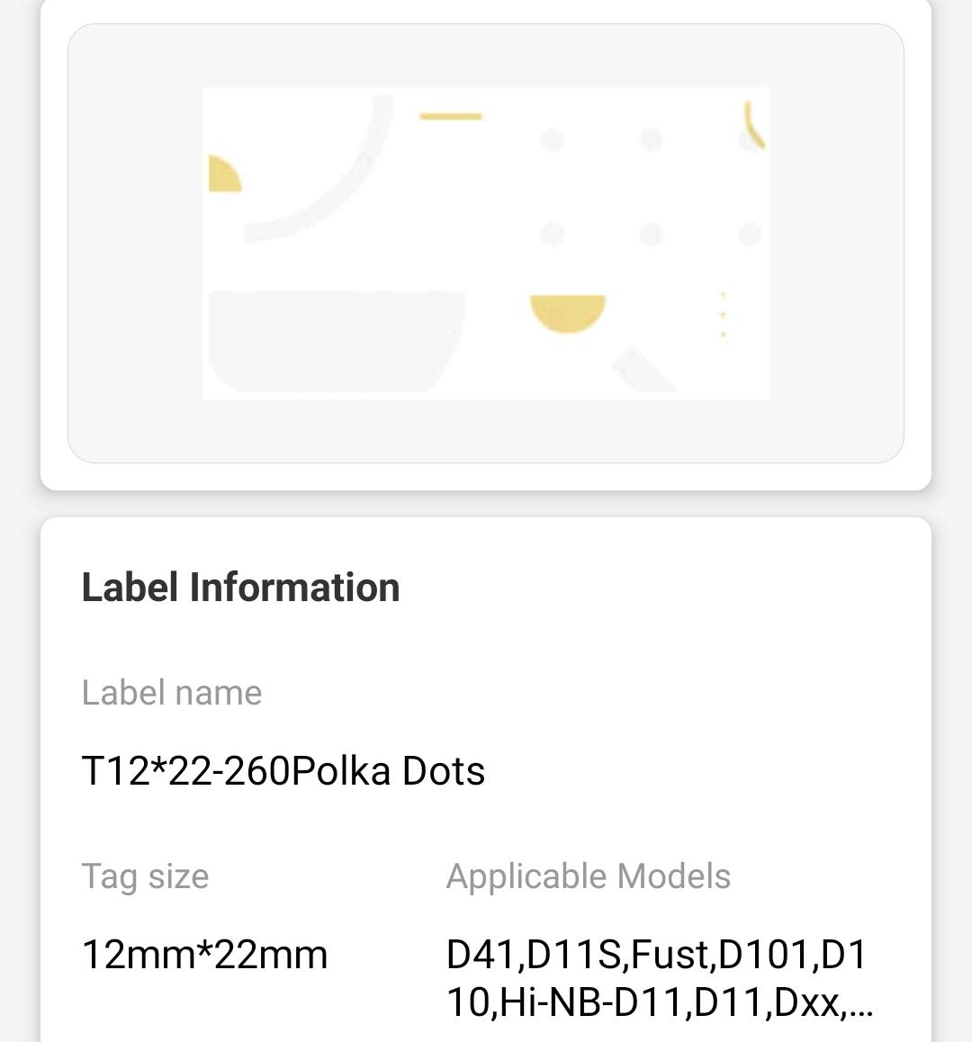 NB122 - NIIMBOT - D11 / D101 / D110 / H1S - 12X22MM - 260 POLKA DOTS LABELS
