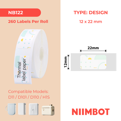 NB122 - NIIMBOT - D11 / D101 / D110 / H1S - 12X22MM - 260 POLKA DOTS LABELS