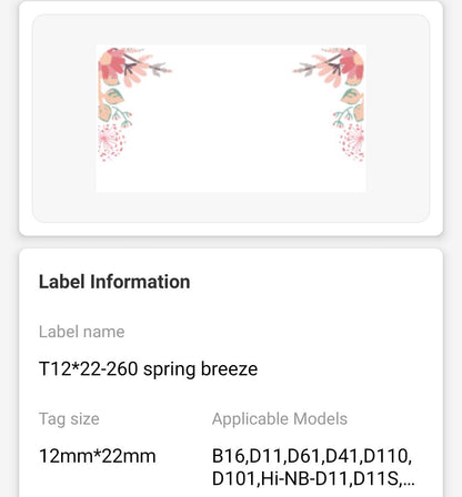 NB124 - NIIMBOT - D11 / D101 / D110 / H1S - 12X22MM - 260 THERMAL LABELS - SPRING RED DESIGN