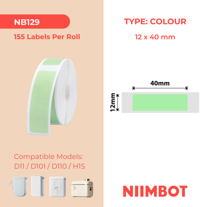 NB129 - NIIMBOT - D11 / D101 / D110 / H1S - 12X40MM - 155 GREEN LABELS