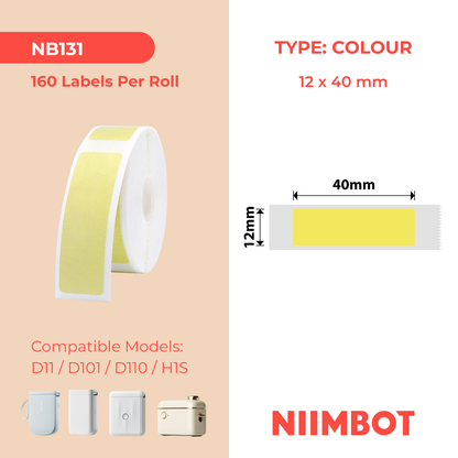 NB131 - NIIMBOT - D11 / D101 / D110 / H1S - 12X40MM - 160 DARK YELLOW LABELS