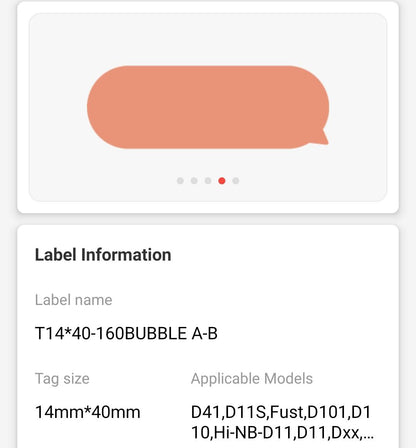 NB134 - NIIMBOT - D11 / D101 / D110 / H1S - 14X40MM - 160 BUBBLE A LABELS
