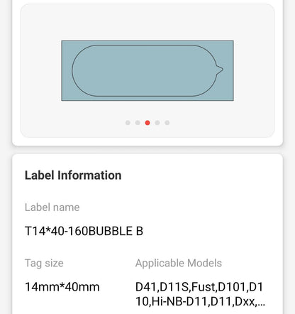NB135 - NIIMBOT - D11 / D101 / D110 / H1S - 14X40MM - 160 BUBBLE B LABELS