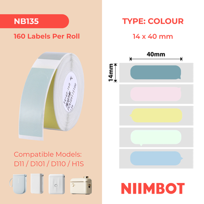 NB135 - NIIMBOT - D11 / D101 / D110 / H1S - 14X40MM - 160 BUBBLE B LABELS